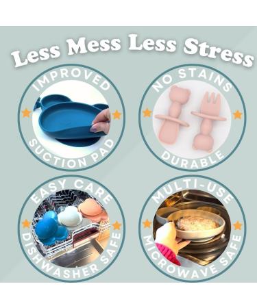 Suction Plate Baby Cutlery Set Chomp - Includes Baby Toothbrush, Weaning Set, Spoon, Fork, Suction Bowls - Rose Pink | Dishwasher Safe - Buy Online on SooperMarket.com