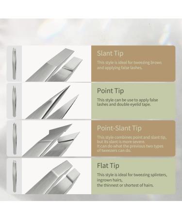 Abdul of Sialkot Eyebrow Tweezer Set - Professional Slant and Pointed Tweezers with Case for Hair Removal - 4 Piece Precision Kit for Women & Men - Buy Online on SooperMarket.com