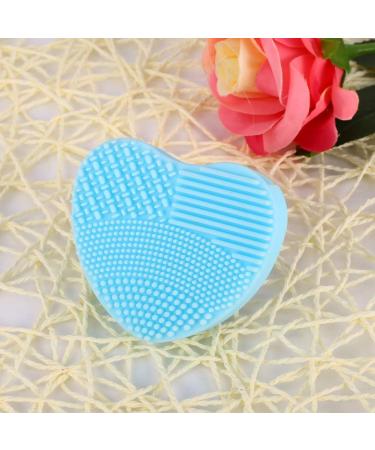 LIZEALUCKY Silicone Makeup Brush Cleaner Scrubber Cosmetic Cleaning Pad and Quick Color Removal Sponge Heart Shaped Washing Scrubber Mat(Blue) - Buy Online on SooperMarket.com