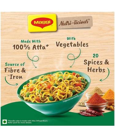 Maggi Vegetable Atta Noodles |75G | Noodles with 20 Spices & Herbs | Quick Cook Ready in 2 Minutes | Instant Mix Noodles | (Pack of 10) - Buy Online on SooperMarket.com