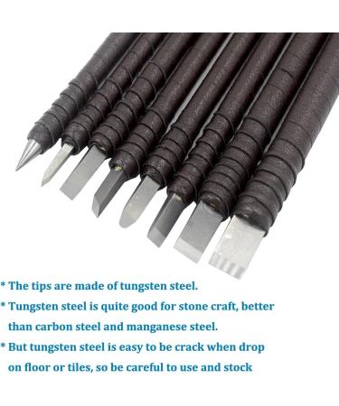 DGOl 8pcs Tungsten Steel Stone Carving Kit - Engraving Tool Set for Limestone, Slate, Alabaster - Chisel Blade Cutting Set - Buy Online on SooperMarket.com