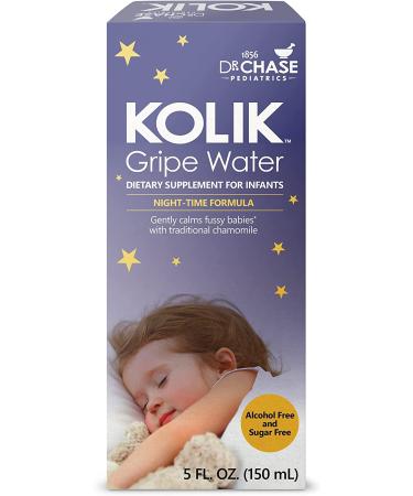 Dr. Chase Kolik Night-Time Gripe Water - Colic Relief with Calming Chamomile - Baby Gas & Stomach Discomfort Relief - Alcohol-Free - 5 fl. oz - Buy Online on SooperMarket.com