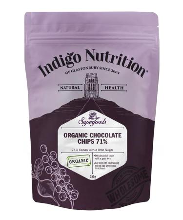 Indigo Herbs Organic Chocolate Chips 250g | 71% Cacao | Vegan | Dairy Free