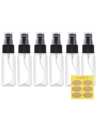 Lisapack 1oz Spray Bottle Small (6 Pack) Plastic Empty Mini Fine Mist Travel Size Atomizer, Tiny Sprayer for Little Perfume, Water, Cologne, Alcohol, Samples (Clear, 30ml) Clear (6pcs)