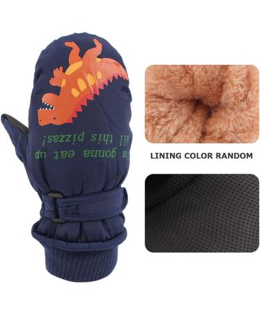 XIAOHAWANG Kids Ski Gloves - Waterproof Dino Mittens for Boys & Girls 2-8 Years - Navy Blue (2-4 Years) - Buy Online on SooperMarket.com