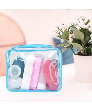 Clear TSA Approved Quart Size Travel Toiletry Bag - Blue Cosmetic Pouch for Airport Security - Buy Online on SooperMarket.com