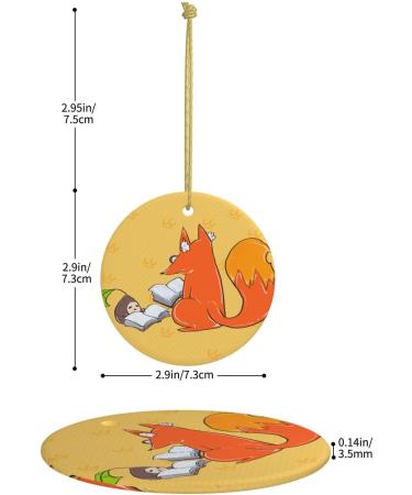 YYHHAOFA Sunflower Seeds and Foxes Picture Christmas Ceramic Round Pendant Decoration - Festive Hanging Ornament for Stores and Homes -2.9 in - Buy Online on SooperMarket.com
