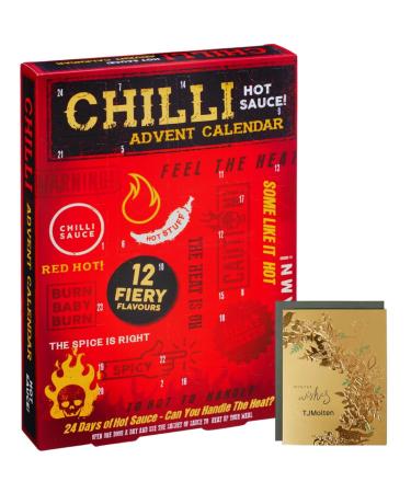 Hot Sauce Advent Calendar 2023-24days Chilli lovers advent festive gift set for men women | Chilli Sauce Variety & Xmas card 500g