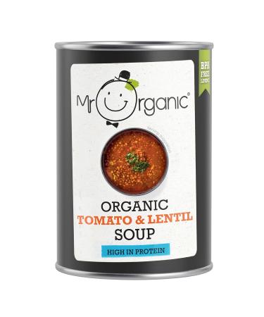 Mr Organic - Tomato and Lentil Soup - Organic and Delicious Tin High in Protein and Fibre Perfect for a Warm and Nutritious Meal Lentil 400 grams