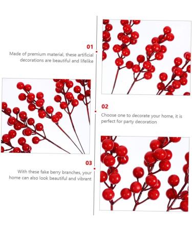 HOMSFOU 25 Pcs Artificial Berry Cuttings Christmas Holly Berry Red Berries Decoration Artificial Red Berry Stems Branches Christmas Berry Branches Red Cherry Foam Flower Arrangements Red 50X5.5CM - Buy Online on SooperMarket.com