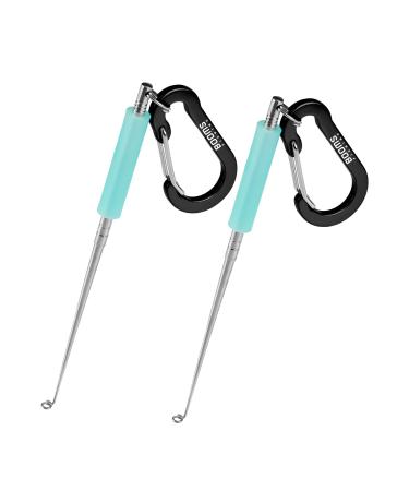 Booms Fishing R07 2 Pack Fish Hook Remover 5" Mini Dehooker with Carabiner Clips Quick Fishing Hook Removal Tool Fishing Tools and Accessories Blue