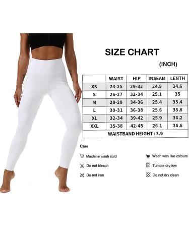HOTSTUDIO White X-Large Yoga Pants with Pockets | High Waisted Workout Leggings for Women | Tummy Control Athletic Gym Leggings - Buy Online on SooperMarket.com