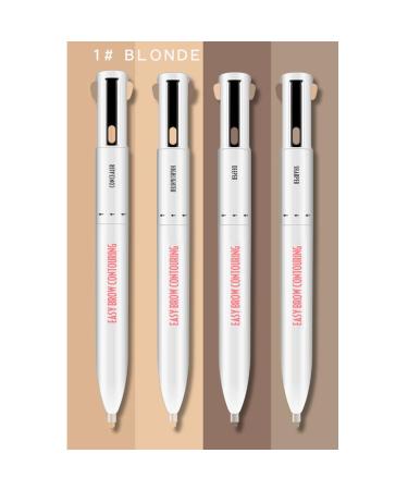 4 in 1 Eyebrow Contour Highlight Pen - Waterproof Long Lasting Microblading Brow Pencil for Perfect Definition | Blonde Eye Makeup Tool - Buy Online on SooperMarket.com