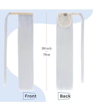 Silk-co Clip in Ponytail Hairpiece | 28 Straight Extension | Heat-Resistant Fiber | Silver Grey Color - Buy Online on SooperMarket.com