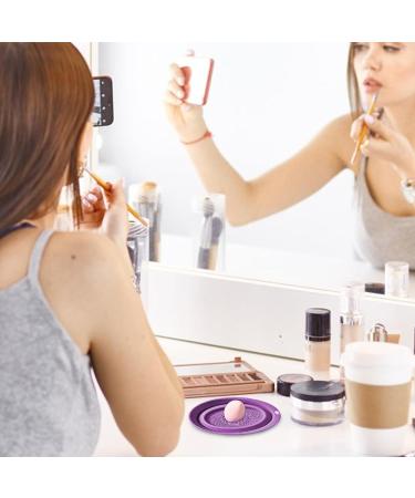 ZORQ Makeup Brush Cleaner Mat Cosmetic Makeup Brush Cleaner Bowl Portable Cosmetic Make Up Brush Cleaning Scrubber for Makeup Eggs Brushes Purple - Buy Online on SooperMarket.com