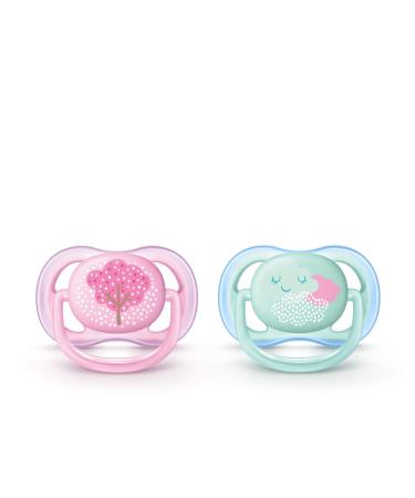 Philips Avent Ultra Air Schnuller-2 Pack BPA-free breathable pacifier for babies from 0-6 months including transport and sterilization box tree/cloud (model SCF343/20) 2 Pack tree/cloud