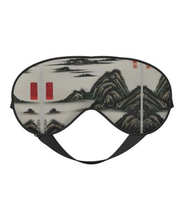 SSIMOO Landscape Painting Soft Sleep Eye Mask Female Breathable Eye Patch Perfect for Travel and Relaxation Black