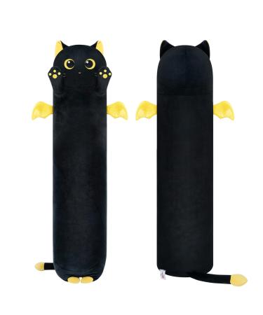 Mewaii 51in Long Cat Plush Pillows Stuffed Animals Squishy Pillows - Cute Plushie Moon Eyes Cat Sleeping Hugging Pillow Toys for Kids(Black) 51in/130cm Moon Eye Black Cat
