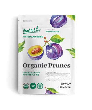 Organic Pitted Prunes, 1 Pound  Dried California Plums, Non-GMO, Kosher, Unsulfured, Unsweetened, Bulk 1 Pound (Pack of 1)