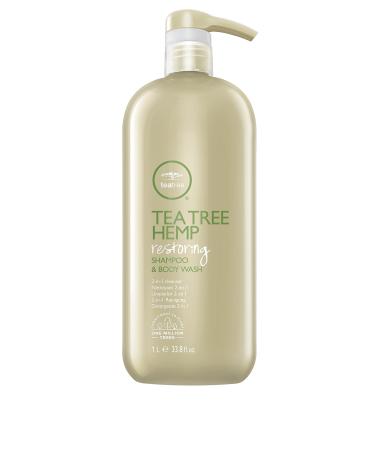 Tea Tree Hemp Restoring Shampoo & Body Wash  2-in-1 Cleanser  For All Hair Types 33.8 Fl Oz (Pack of 1)