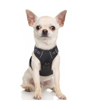 rabbitgoo dog harness Small dog anti train crockery dog with control no pull adjustable dog dishes large dogs breathable reflex stripes breast harness dog safe guide black xs xs (1 Pack) black