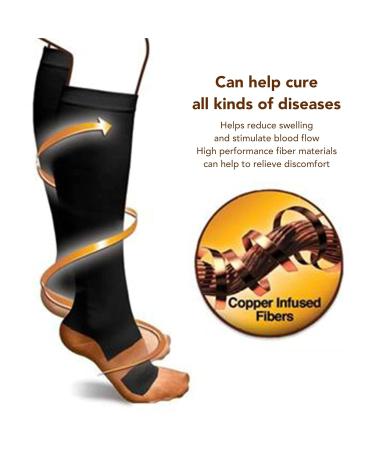 Compression Socks with Copper Fiber Stress Relief & Improved Blood Circulation | Ankle Support Socks for Diabetics & Nurses (S/M) - Buy Online on SooperMarket.com
