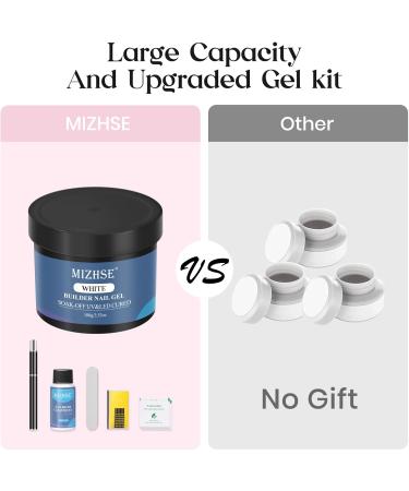 MIZHSE Nail Builder Gel Kit 3.53OZ Larger Capacity Milky White Builder Gel for Nails UV/LED Clear Hard Gel Builder Base Nail Strengthener Extension Gel with Nail Brush Clean Gel for Home Salon Milky White 3.53 Oz - Buy Online on SooperMarket.com