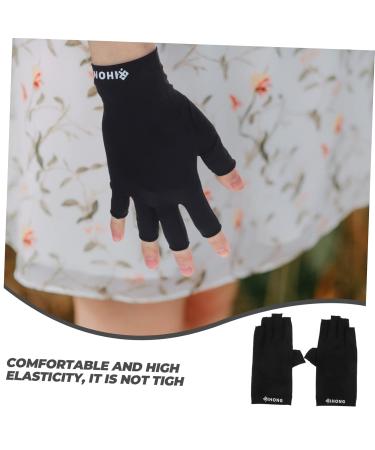 ABOOFAN 1 Pair Uv Gloves Half Finger Gloves Summer Driving Gloves Outdoor Hiking Gloves Uv Shield Gloves Touchscreen Gloves Summer Beach Gloves Point Fingers Fabric Women's 19.5x8cm Black - Buy Online on SooperMarket.com