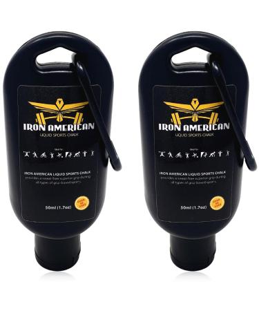 IRON AMERICAN Liquid Sports Chalk - Weightlifting Hand Chalk Mess Free Travel Bottle Long Lasting Strong Grip for Training Gymnastics Rock Climbing Weight Lifting 2-PACK (50 ml. Bottles)