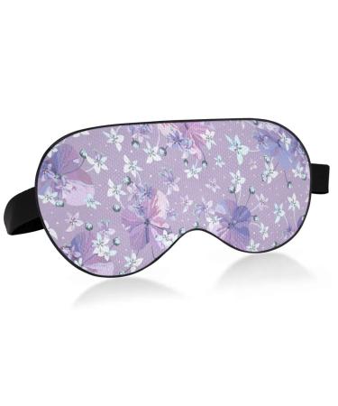 Haskirky Light Blocking Eye Mask Breathable and Adjustable Adult Men and Women Travel on Business Trips Yoga Meditation Light Smooth Comfortable Eye Mask Office Deep Sleep Goodies Purple Flowers
