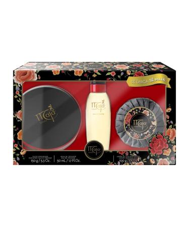 Maja Set Perfumed Talcum Powder 200g Soaps 90g Cosmetic Case by Myrurgia
