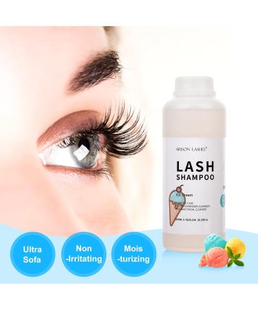 ICE CREAM Eyelash Extension Shampoo 600ml - Paraben & Sulfate Free Foaming Cleaner for Extensions & Natural Lashes - Safe for Professional & Self-Use - Buy Online on SooperMarket.com