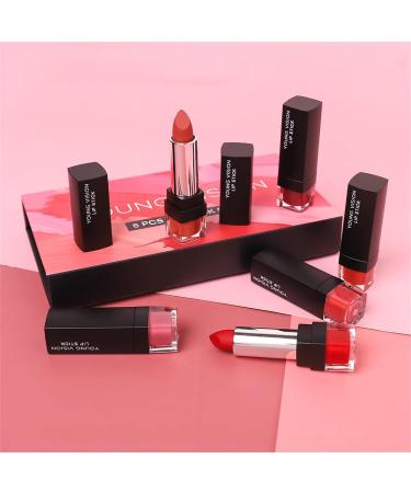 Hudhowk's 6-Part Sexy Lipstick Set | Long-Lasting Matte Velvet | Waterproof & Moisturizing | Non-Stick Lipsticks for All-Day Wear - Buy Online on SooperMarket.com
