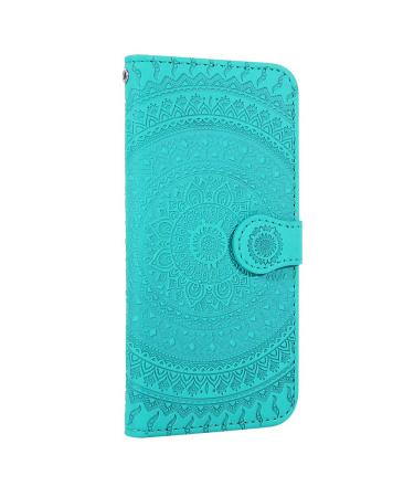 Carnatic PU leather case compatible with samsung galaxy s10e mandala embossing cell phone case wallet silicone tpu bookstyle protective cover folding cover leather bag magnet wallet flip case case green