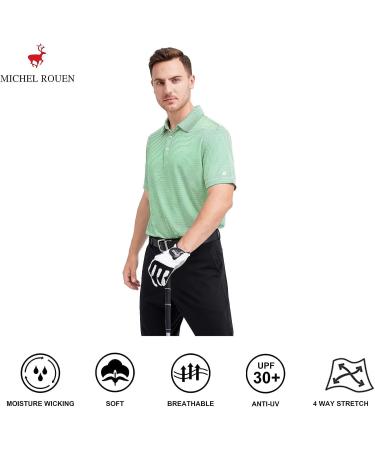 Men's Moisture Wicking Golf Polo Shirt - Emerald Stripe, XX-Large - Buy Online on SooperMarket.com
