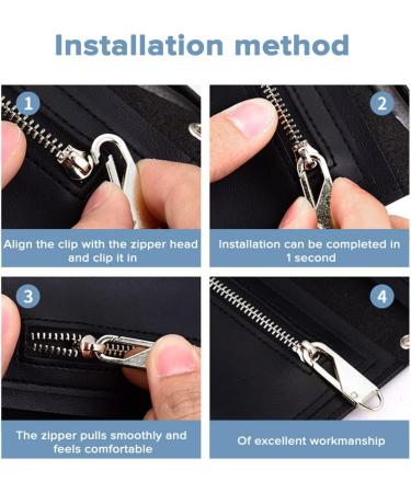 Uberming 12-Piece Universal Zipper Replacement & Repair Set - Metal Zippers for Jackets Boots & Bags - Black/Silver - Buy Online on SooperMarket.com