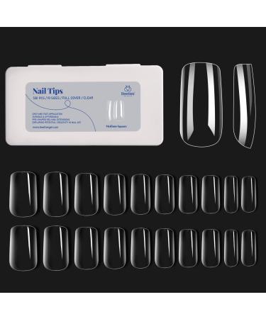 Beetles Medium Square False Nails Tips 500Pcs Fake Gel Tips Acrylic Press on Nails Clear Artificial False Nails Need Nail Glues for Acrylic Nail/Dip Powder Nails/Poly Nail Extension Gel Nail Art DIY A2-Medium Square