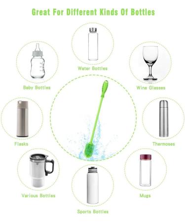 31cm Baby Bottle Cleaning Brush - Silicone Cleaner for Hydro Flask, Sports Bottles - Green (Qty 1) - Buy Online on SooperMarket.com