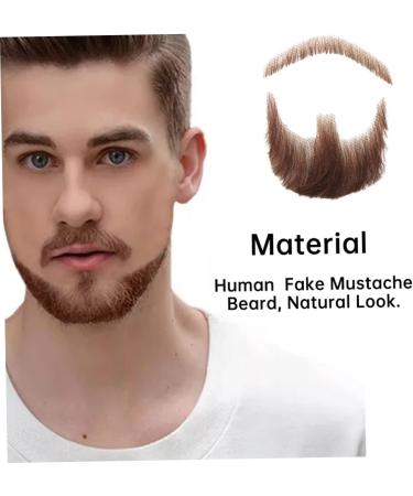 Fake Mustache Face Beard for Adults Realistic Makeup Costume Lace Man Beards Brown for Halloween Costumes - Buy Online on SooperMarket.com