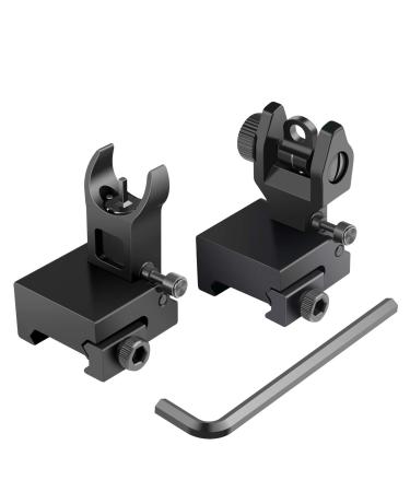 Feyachi Flip Up Rear Front and Iron Sights Best Backup fits Picatinny & Weaver Rails Black