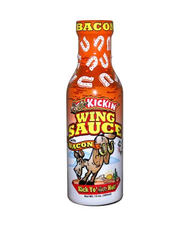 KICKIN Bacon Wing Sauce - 13 oz  Try if you dare!  Perfect Gourmet Gift for the Wing Sauce Fan
