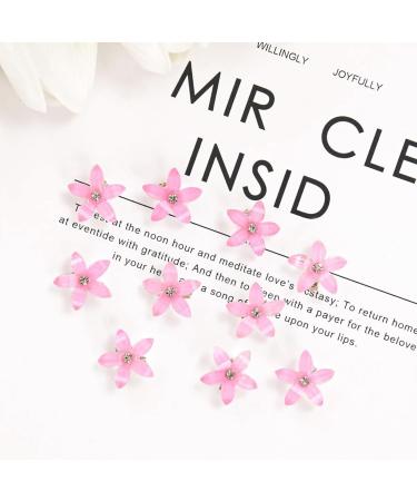 AYNKH 20 Pieces Small Lily Flower Hair Clips White Pink Rhinestone Cute Metal Pins for Girls Women Bridal Wedding Decorative Daily Hair Accessories - Buy Online on SooperMarket.com