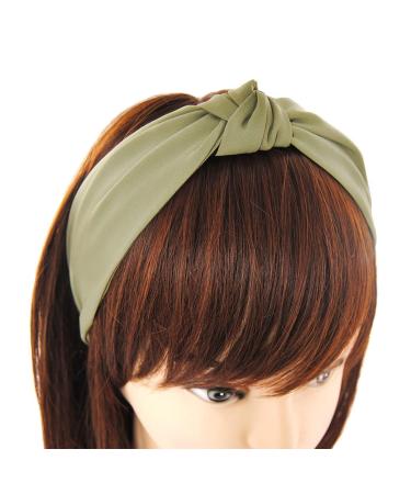 Buy AXY Olive Green Fabric Headband with Knot | Vintage Ladies Hair Accessory HR35 - Buy Online on SooperMarket.com