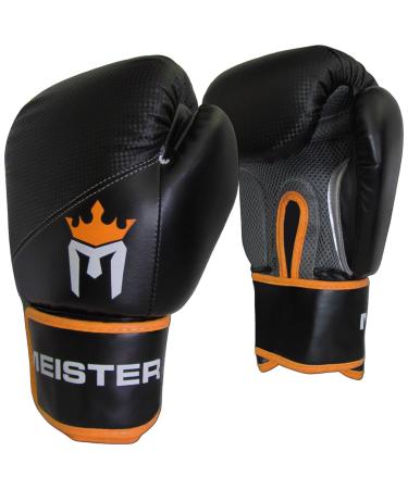 Meister Pro Boxing Gloves w/Wrist Support (Pair) 16 Ounce Black/Orange