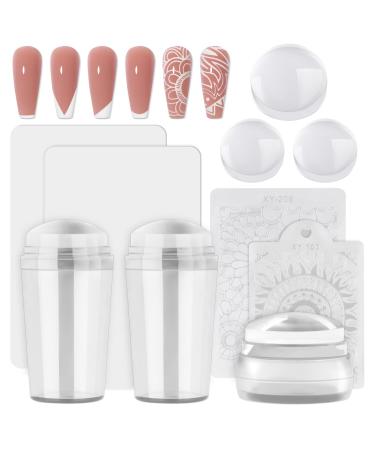 EBANKU 3PCS Clear Nail Stamper Silicone Jelly Stampers with 4PCS Scrapers and 3PCS Silicone Replace Nail Art Stamper Heads for Manicure Tools