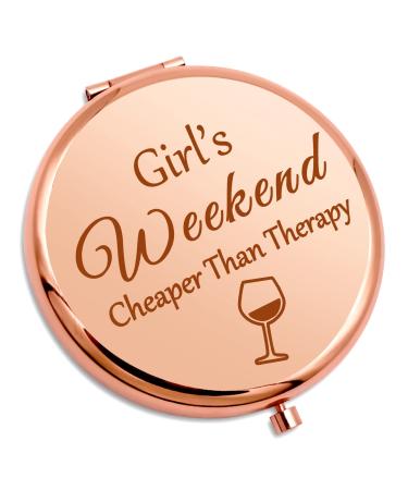 Girls Weekend Gift for Girls Getaway Gift Compact Makeup Mirror Friendship Gift Trip Gift for Teens Sister Best Friend Daughter Bachelorette Party Gift Vacation Gift Travel Makeup Mirror Weekend Gift