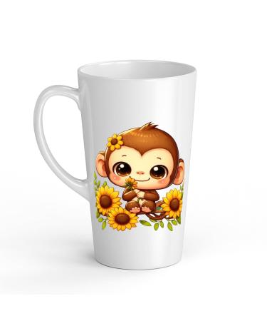 White Ceramic Baby Monkey Mug - Large 483 ml Perfect for Hot Chocolate or Milk Fun and Easy to Use