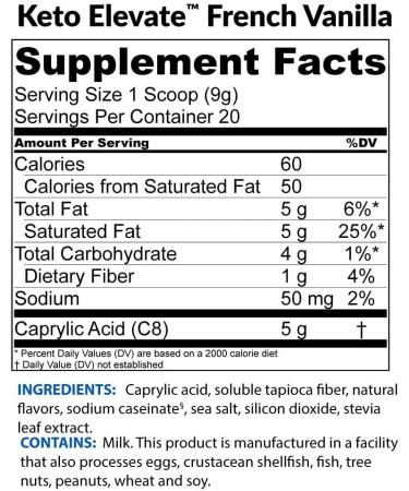 BioTrust Keto Elevate Pure C8 MCT Oil Powder - French Vanilla | Ketogenic Diet Supplement for Clean Energy, Mental Focus, and Clarity (20 Servings) - Buy Online on SooperMarket.com