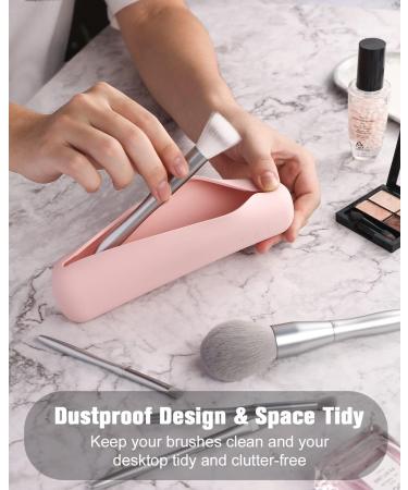FERYES Magnetic Makeup Brush Holder - Portable Silicone Organizer for Travel | Soft Pink Cosmetic Storage - Buy Online on SooperMarket.com