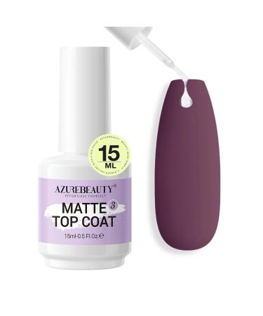 AZUREBEAUTY Matte Dip Powder Top Coat 15ml/0.5oz No Need Nail Lamp Professional Matte Coat Dipping Powder Liquid Fast Drying Long Lasting DIY Home Nail Salon